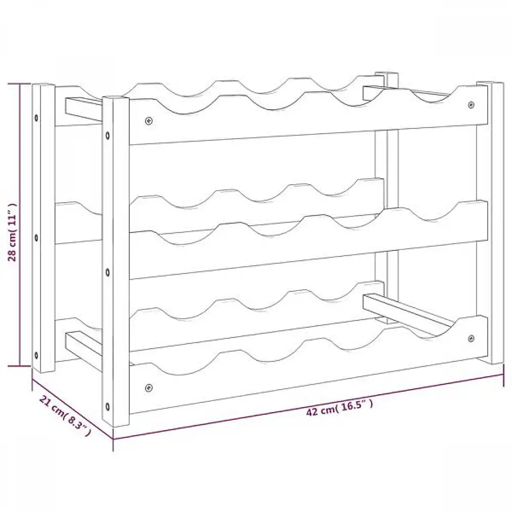 vidaXL Ραφιέρα Κρασιών για 12 Μπουκάλια από Μασίφ Ξύλο Καρυδιάς 350360