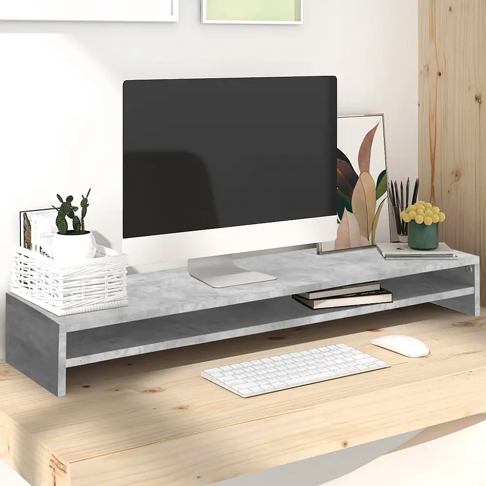 vidaXL Βάση Οθονών Γκρι του Σκυροδέματος 100x24x13 εκ. από Επεξ. Ξύλο 801980