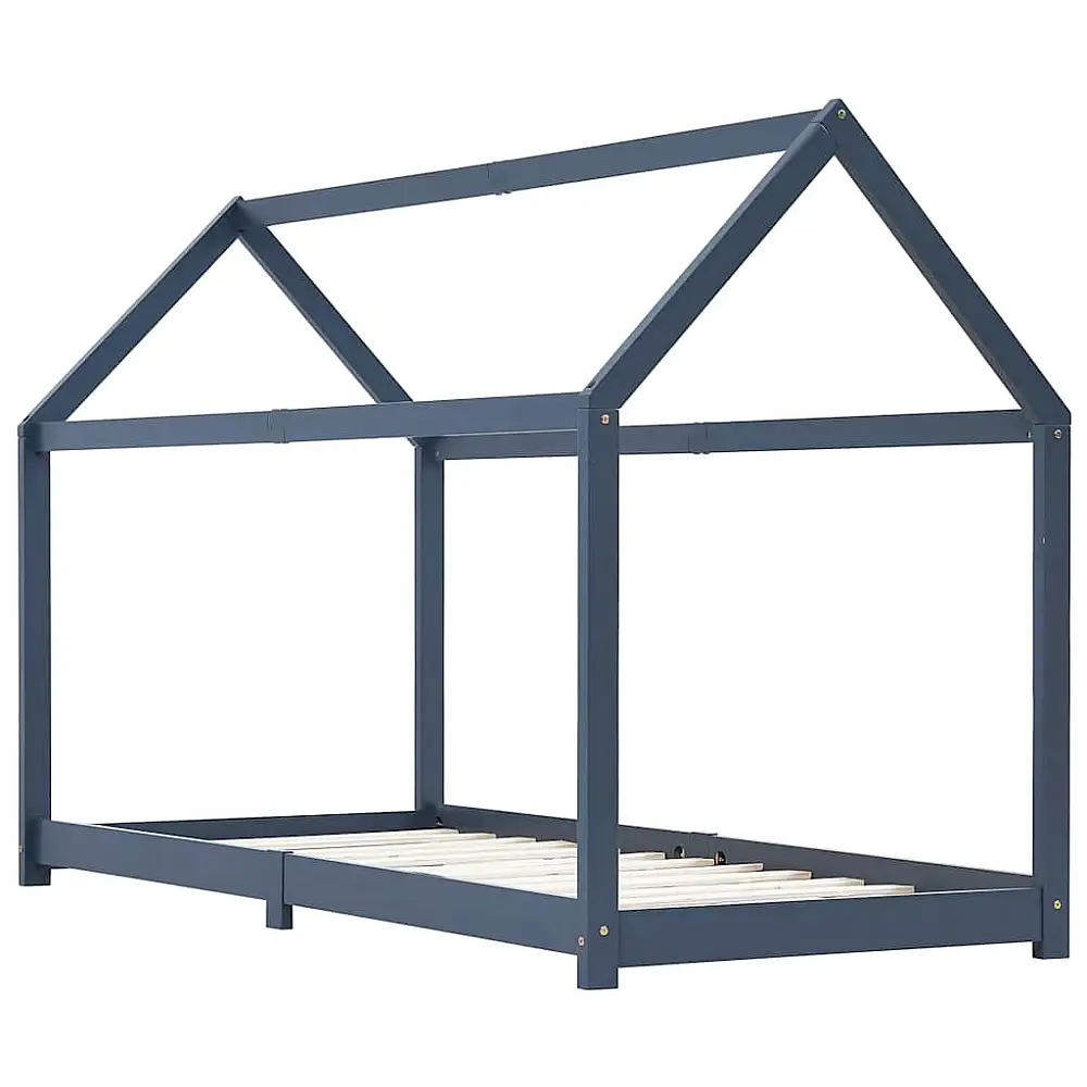 vidaXL Πλαίσιο Κρεβατιού Παιδικό Γκρι 90x200 εκ. από Μασίφ Ξύλο Πεύκου 343344