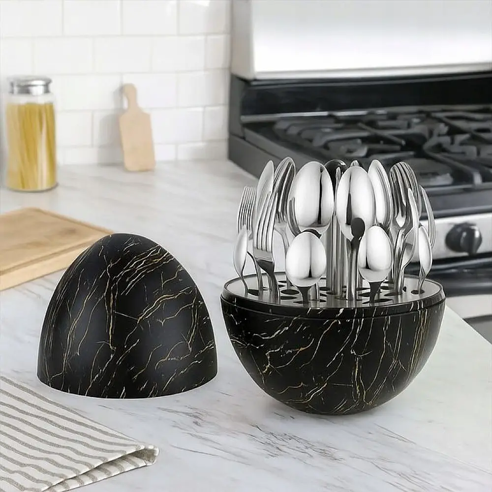 Rosa Bella Σετ μαχαιροπήρουνων 24 τεμαχίων από ανοξείδωτο ατσάλι σε Θήκη Marble RB-730