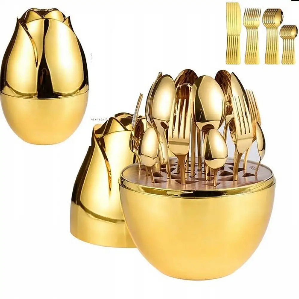 Rosa Bella Σετ μαχαιροπήρουνων 24 τεμαχίων από ανοξείδωτο ατσάλι σε Θήκη Gold RB-733