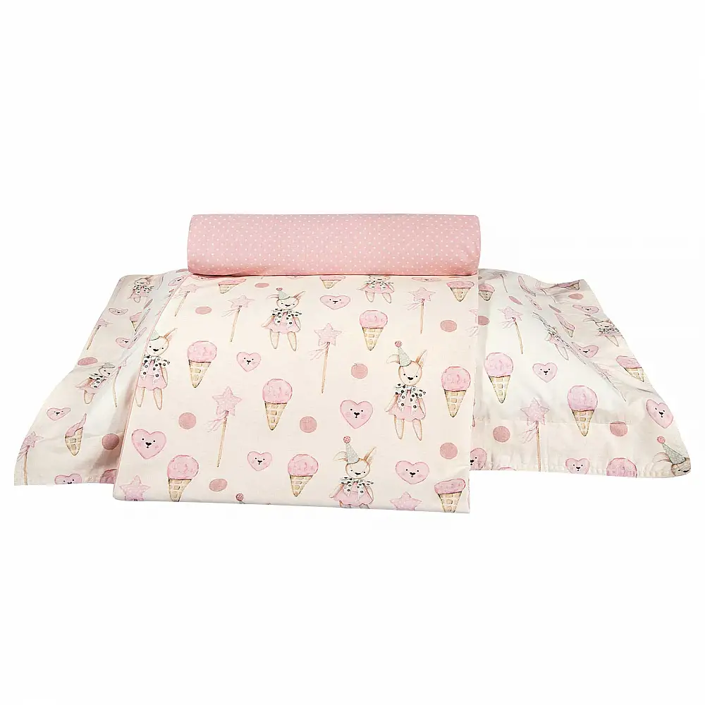 GREENWICH POLO CLUB Σετ 3τμχ Σεντόνια 170x240cm Μονά Βαμβακερά Ivory - Pink 202109108859