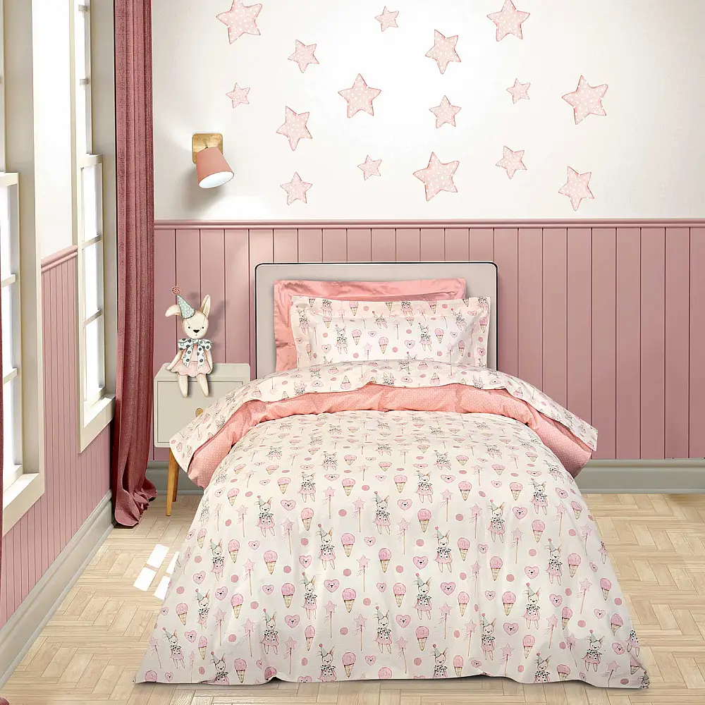 GREENWICH POLO CLUB Σετ 3τμχ Σεντόνια 170x240cm Μονά Βαμβακερά Ivory - Pink 202109108859