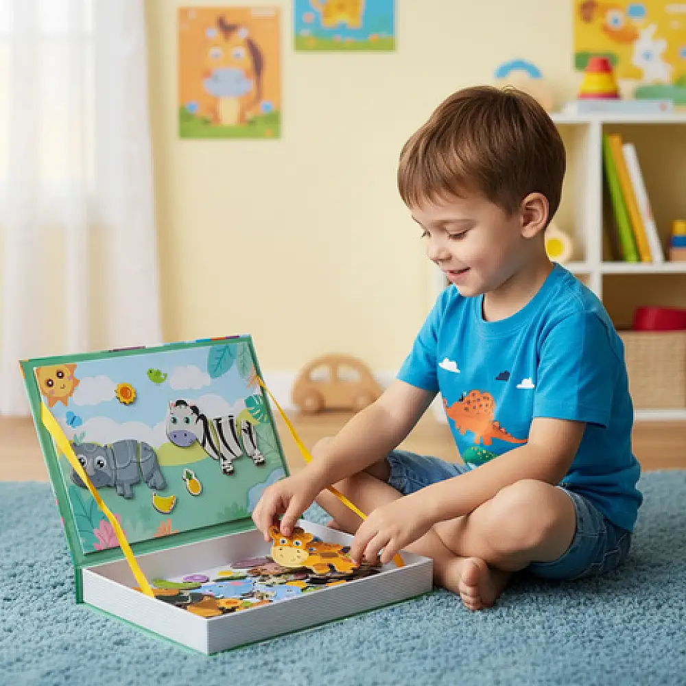 Isotrade Μαγνητικό Παιχνίδι Puzzle Montessori Κατασκευών 26.5 x 3.5 x 19 εκ. για Παιδιά από 3 Ετών 26336
