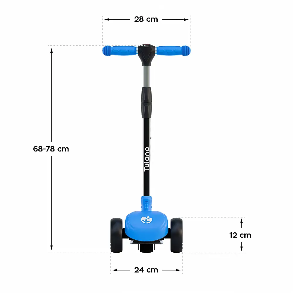 Tulano Πτυσσόμενο Τρίτροχο Scooter με LED για Παιδιά από 3 ετών, Μπλε, Αντοχή έως 50 kg 5903796019261
