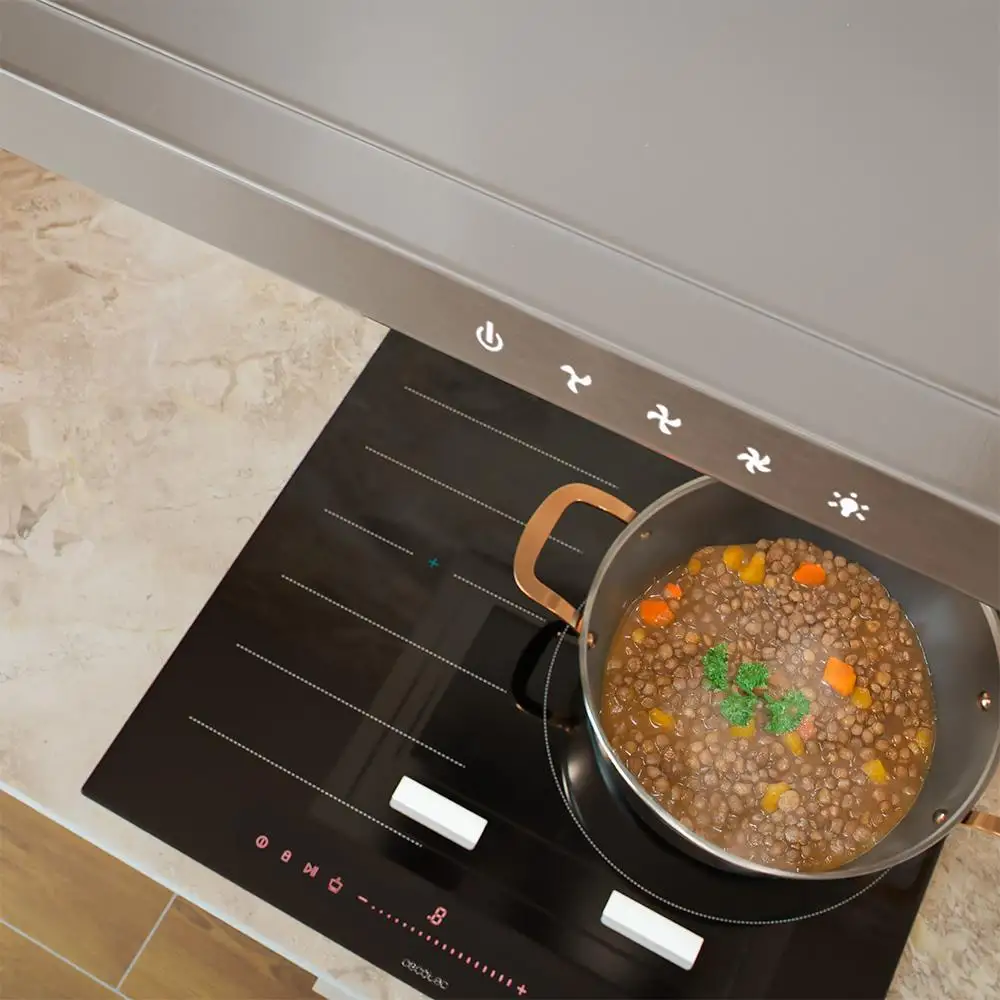 Cecotec Απορροφητήρας Bolero Flux TT 604000 Inox A++ Εξαγωγέας καπνού "T" 60cm, 393m³/h, 3 ταχύτητες, SS Touch Control, Ανοξείδωτο, Ενεργειακή Κλάση A++, DC Μοτέρ, Led φωτισμός, Φίλτρα Αλουμινίου & Άνθρακα. CEC-110297