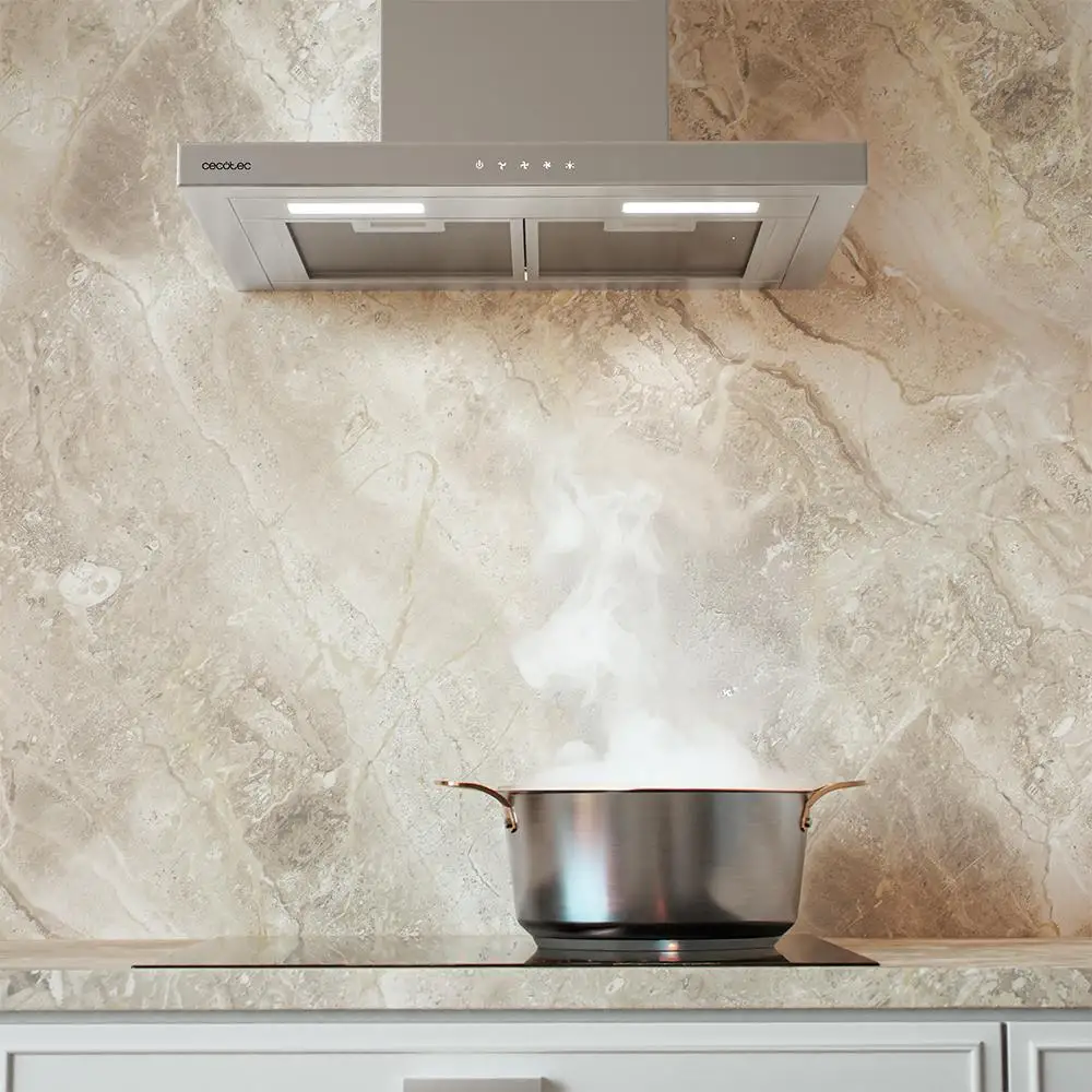 Cecotec Απορροφητήρας Bolero Flux TT 604000 Inox A++ Εξαγωγέας καπνού "T" 60cm, 393m³/h, 3 ταχύτητες, SS Touch Control, Ανοξείδωτο, Ενεργειακή Κλάση A++, DC Μοτέρ, Led φωτισμός, Φίλτρα Αλουμινίου & Άνθρακα. CEC-110297