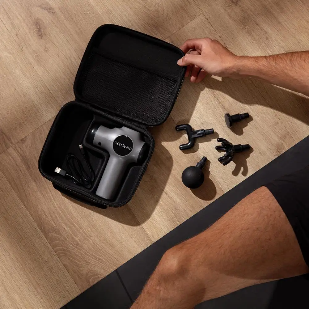 Cecotec Πιστόλι Μασάζ SkinCare με 99 επίπεδα έντασης, 4 κεφαλές, Ελαφρύ και συμπαγές, με θήκη αποθήκευσης. CEC-116295