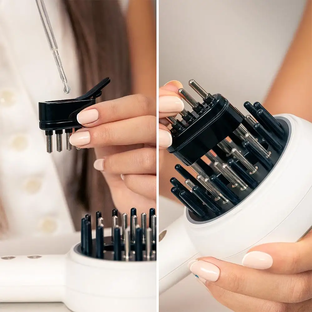 Cecotec Βούρτσα Αποκατάστασης Μαλλιών με EMS Μικρορεύματα Revitalize TotalCare, Κόκκινο και Μπλε LED, Εφαρμογέας Ορού και 5 Επίπεδα Έντασης, Θρέφει, Συσφίγγει και Ενδυναμώνει τα Μαλλιά από τη Ρίζα CEC-116309