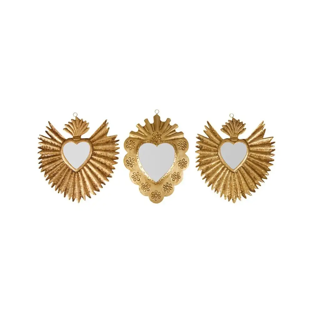 Σετ 3 Καθρεφτών Μεταλλικών 'Exvoto' σε Χρυσό, Ασημί και Χαλκό - 20 x 20cm 36683 Ostaria