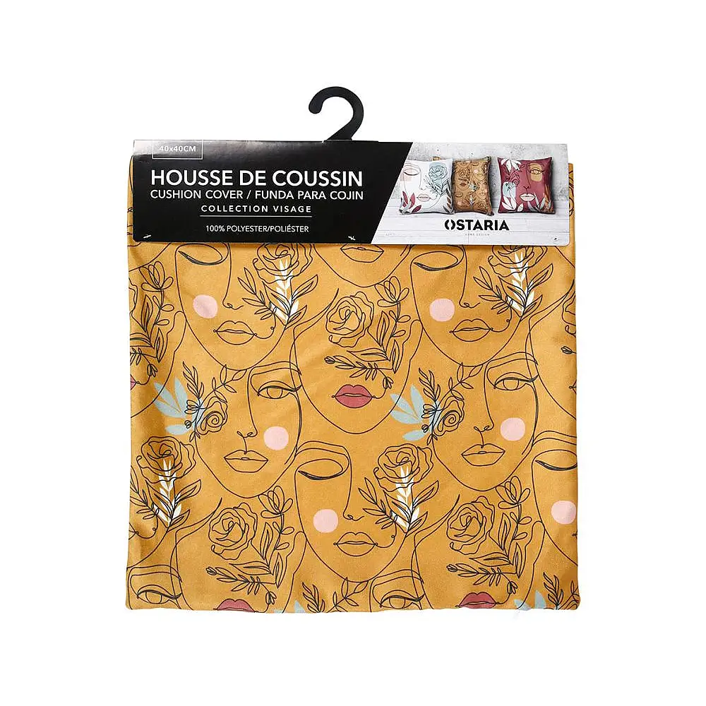 Ostaria Μαξιλαροθήκη Πρόσωπο Μουσταρδί Μαξιλαροθήκη Τετράγωνη 'Πρόσωπο' Μουσταρδί -35183