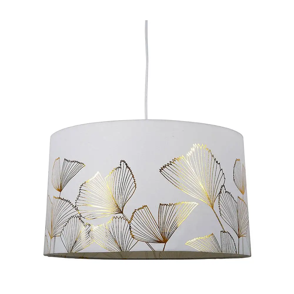 Ostaria Κυλινδρικό Φωτιστικό Ανάρτησης 'Ginkgo'' Λευκό και Χρυσό D40cm -34700