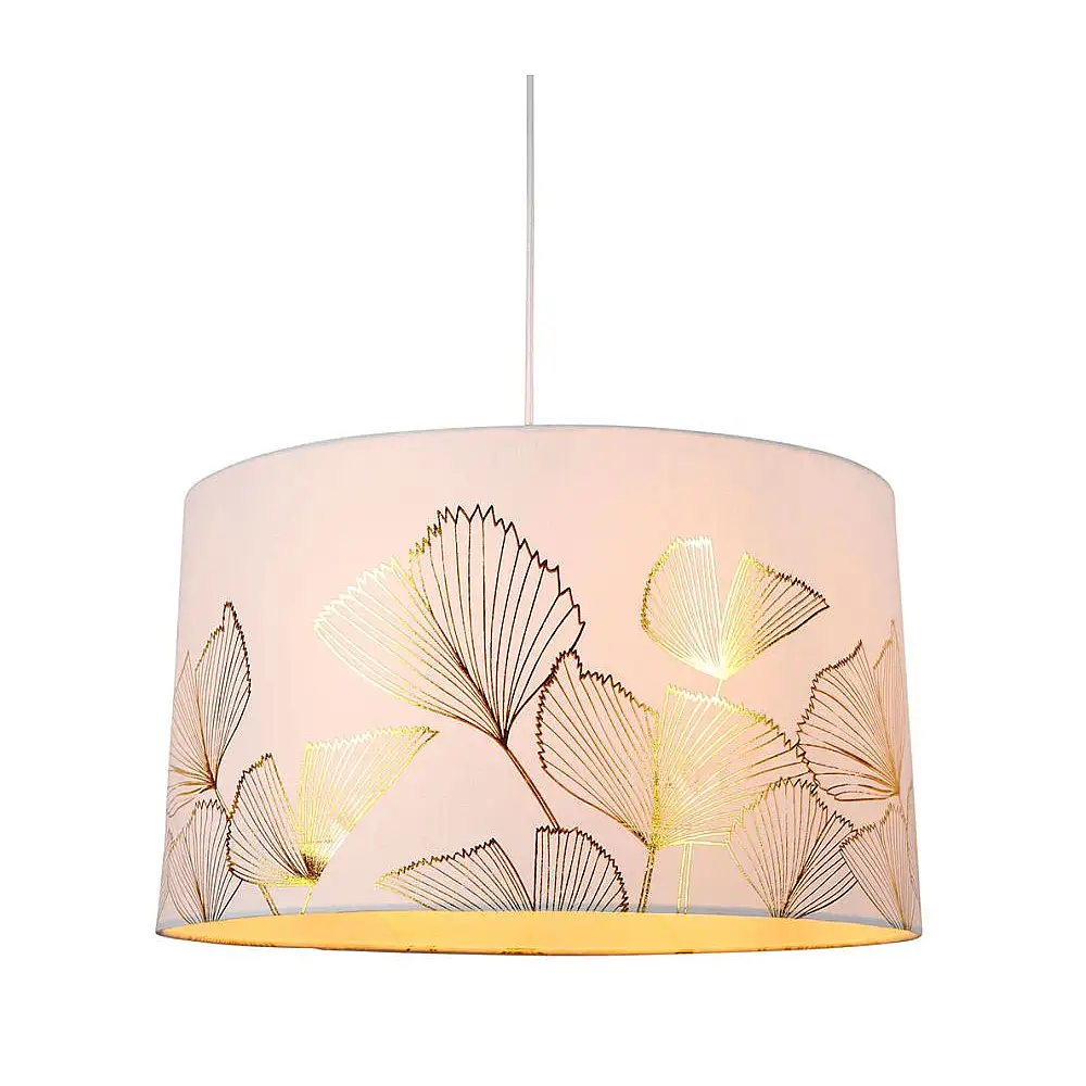 Ostaria Κυλινδρικό Φωτιστικό Ανάρτησης 'Ginkgo'' Λευκό και Χρυσό D40cm -34700