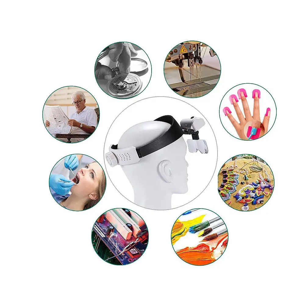 V erk Group Επαγγελματικός Μεγεθυντικός Φακός Κεφαλής με 2 LED και 5 Ανταλλακτικούς Φακούς 5907451344354