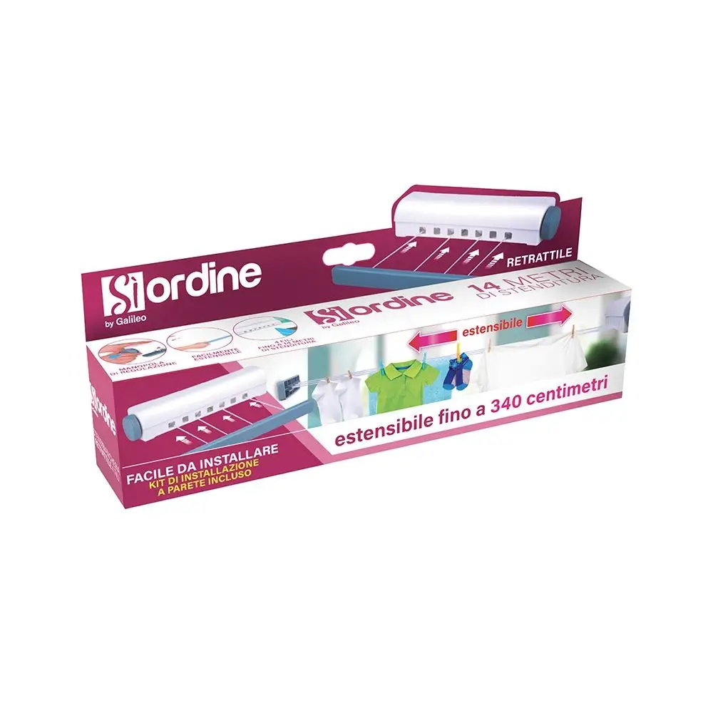 Galileo Αυτόματη ανασυρόμενη απλώστρα με 4 επεκτεινόμενα νήματα έως 14 μέτρα Sordine 5918200