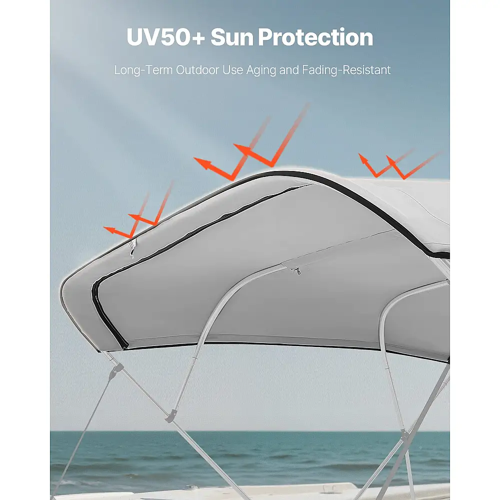 VEVOR Ανταλλακτικό Κάλυμμα Bimini Top 4 Τόξων 2440 mm Αδιάβροχο 600D Γκρι, Χωρίς Σκελετό CYZYPDPTHJ968DRVS001V0