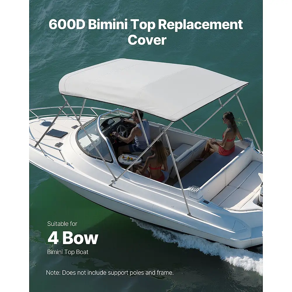 VEVOR Ανταλλακτικό Κάλυμμα Bimini Top 4 Τόξων 2440 mm Αδιάβροχο 600D Γκρι, Χωρίς Σκελετό CYZYPDPTHJ968DRVS001V0