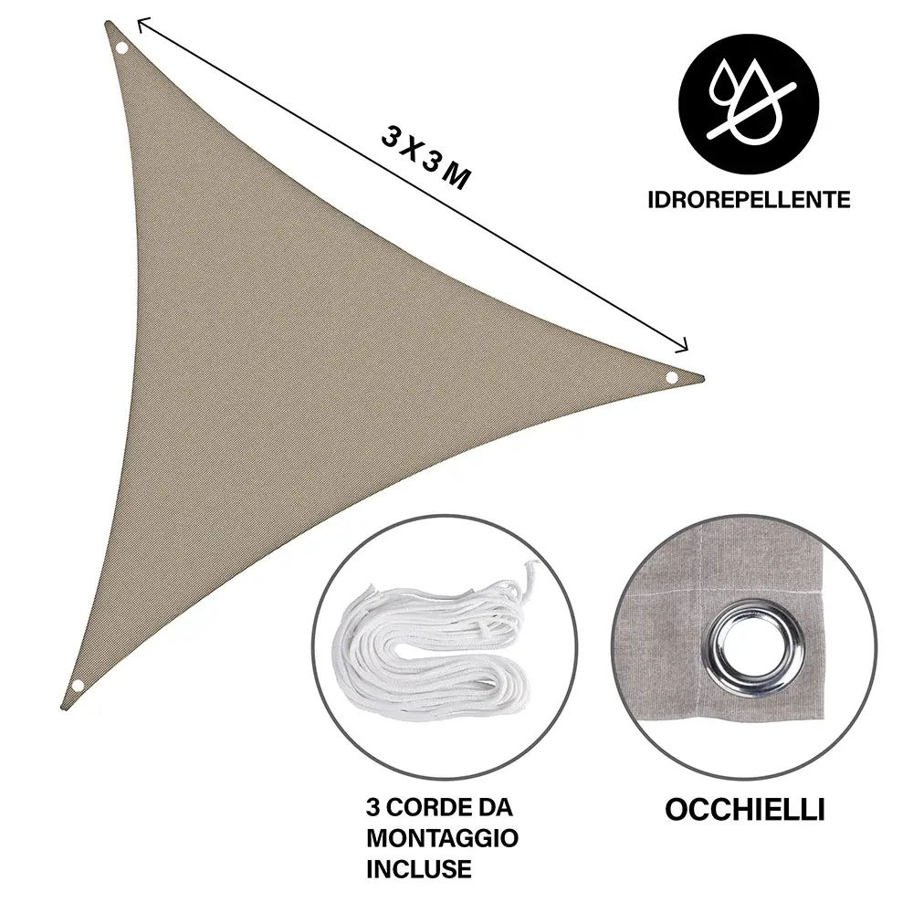 Galileo Αδιάβροχο τριγωνικό πανί σκίασης Vela 3x3 m εκρού Ανατολή 5901984