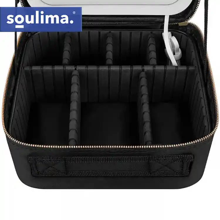 Soulima Βαλιτσάκι Μακιγιάζ με Καθρέφτη LED, Μαύρο 27236