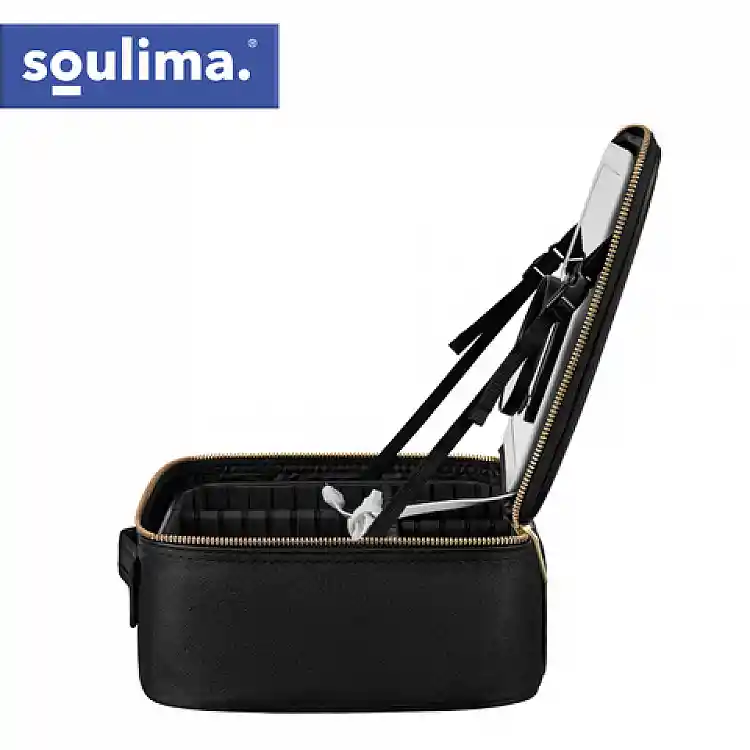 Soulima Βαλιτσάκι Μακιγιάζ με Καθρέφτη LED, Μαύρο 27236