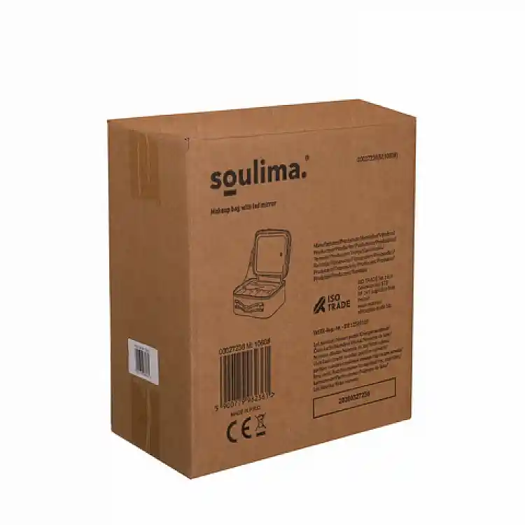 Soulima Βαλιτσάκι Μακιγιάζ με Καθρέφτη LED, Μαύρο 27236