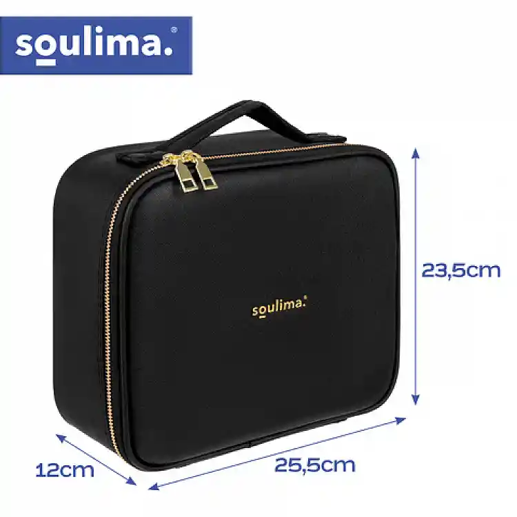 Soulima Βαλιτσάκι Μακιγιάζ με Καθρέφτη LED, Μαύρο 27236