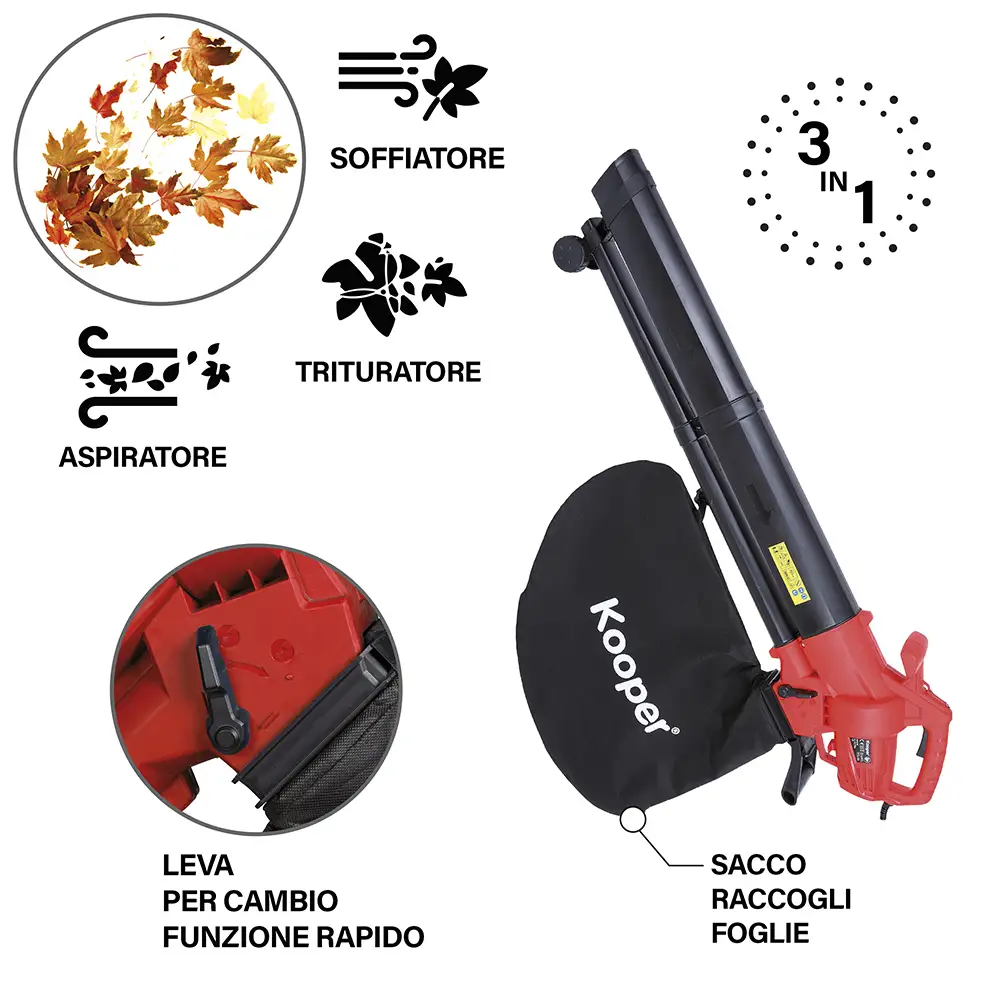 Kooper Ηλεκτρικό Φυσητήρας/Αναρροφητήρας Φύλλων 3 σε 1, Σακούλα 35 L 3500 W Kooper 5914170