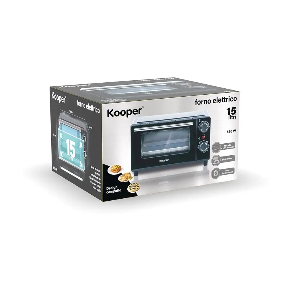 Kooper Ηλεκτρικός φούρνος 15 L σκληρυμένο γυαλί 650 W μαύρο Kooper 5919495