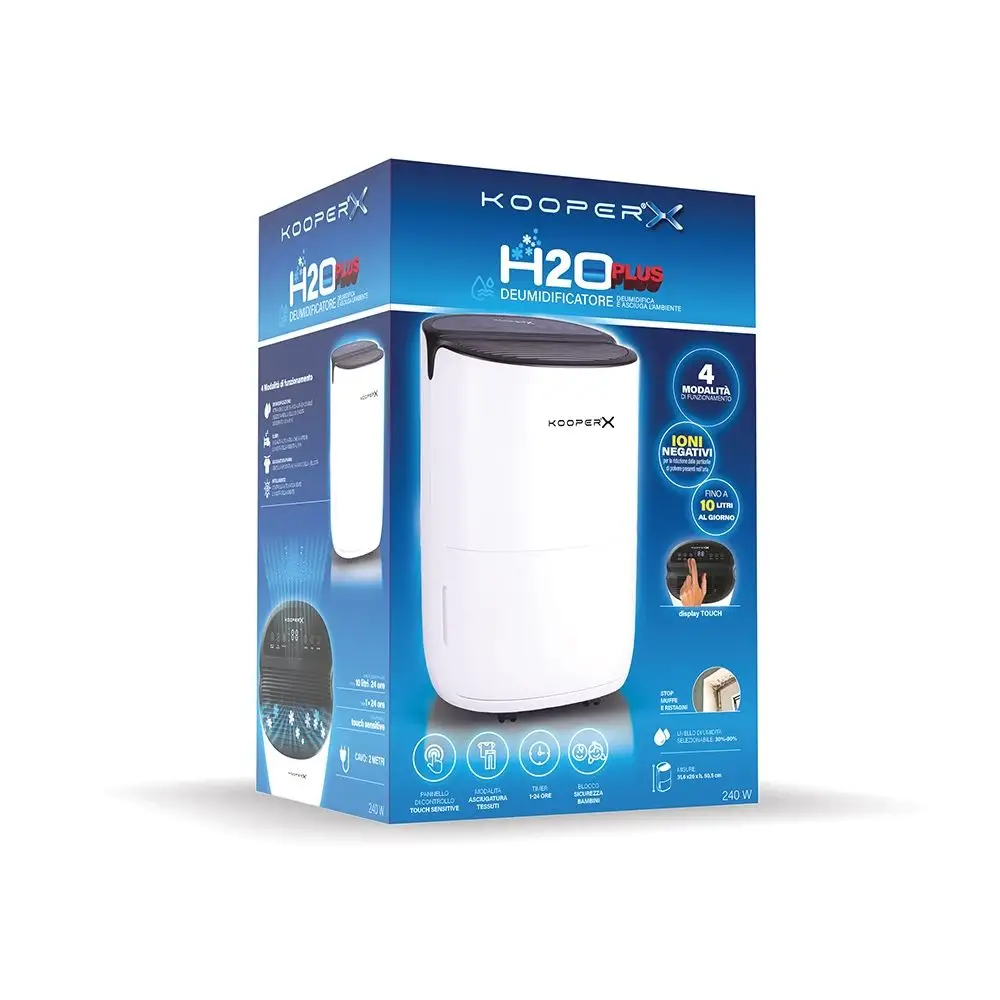 Kooper Αφυγραντήρας 10L, 4 τρόποι λειτουργίας, λειτουργία αρνητικών ιόντων, 240 W, λευκός, Kooper X 5920933
