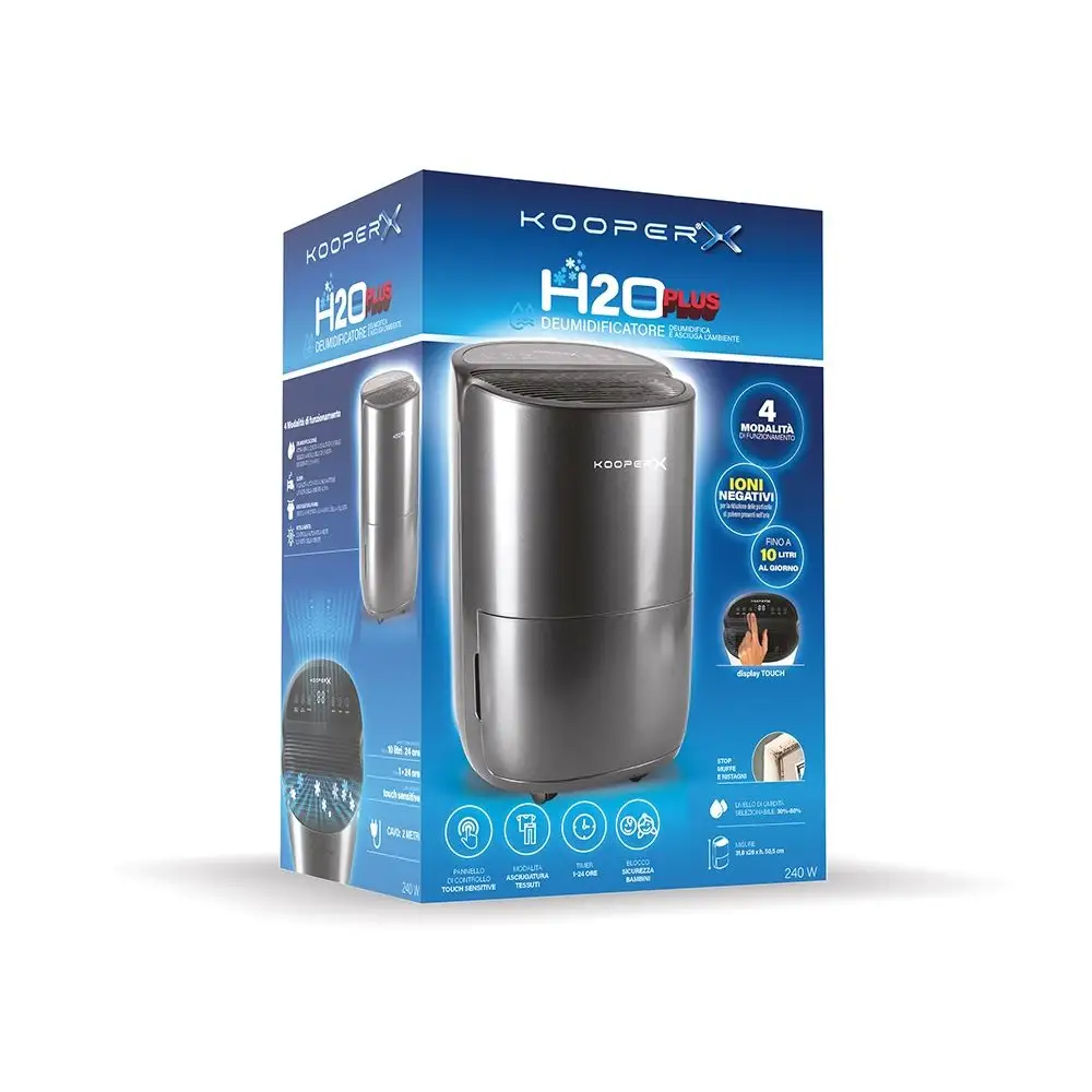 Kooper Αφυγραντήρας 10L 4 λειτουργίες με λειτουργία αρνητικών ιόντων 240 W γκρι Kooper X 5923193