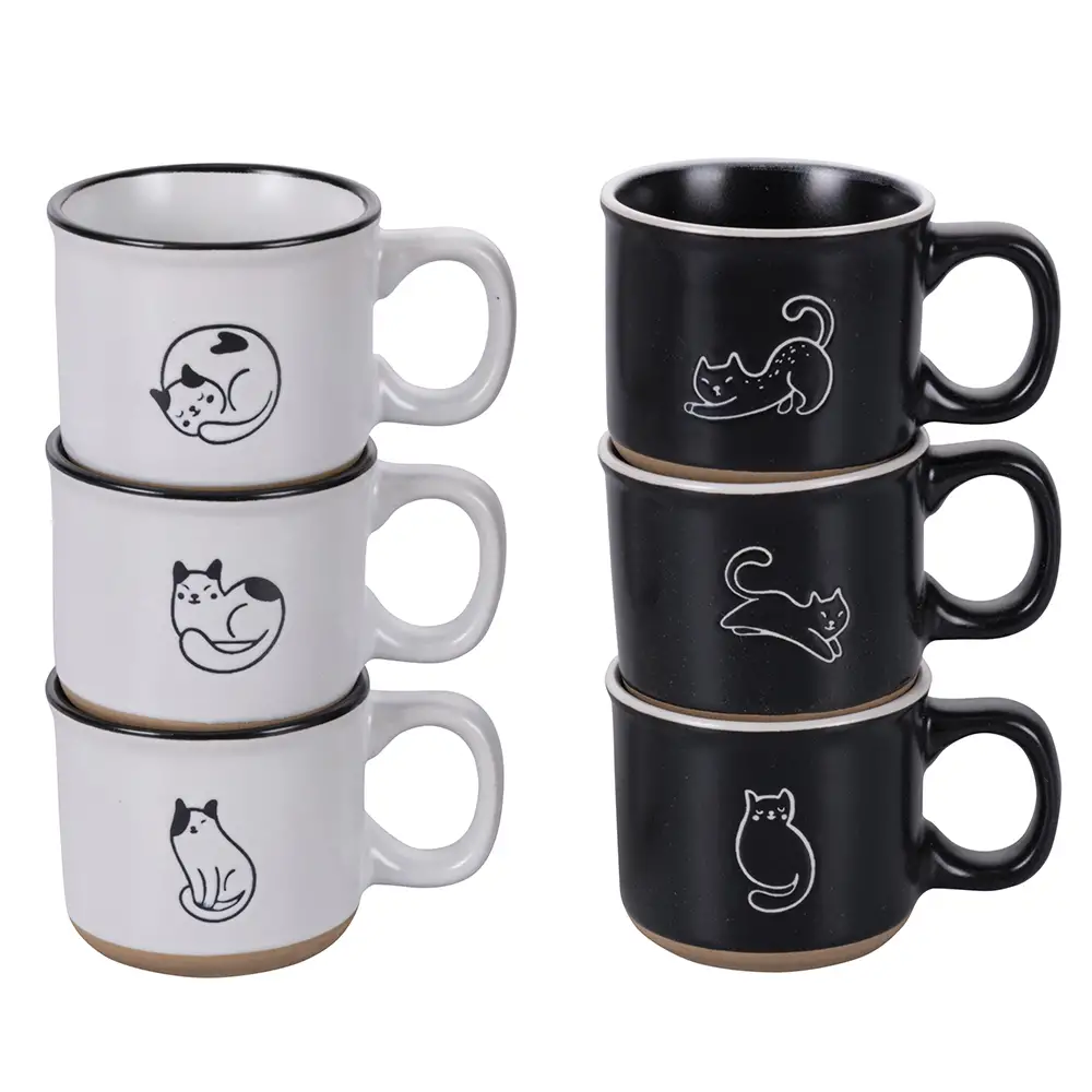 Villa D'Este Σετ 6 φλιτζάνια καφέ 90 ml σε κεραμικό με χερούλι Cat 5918550