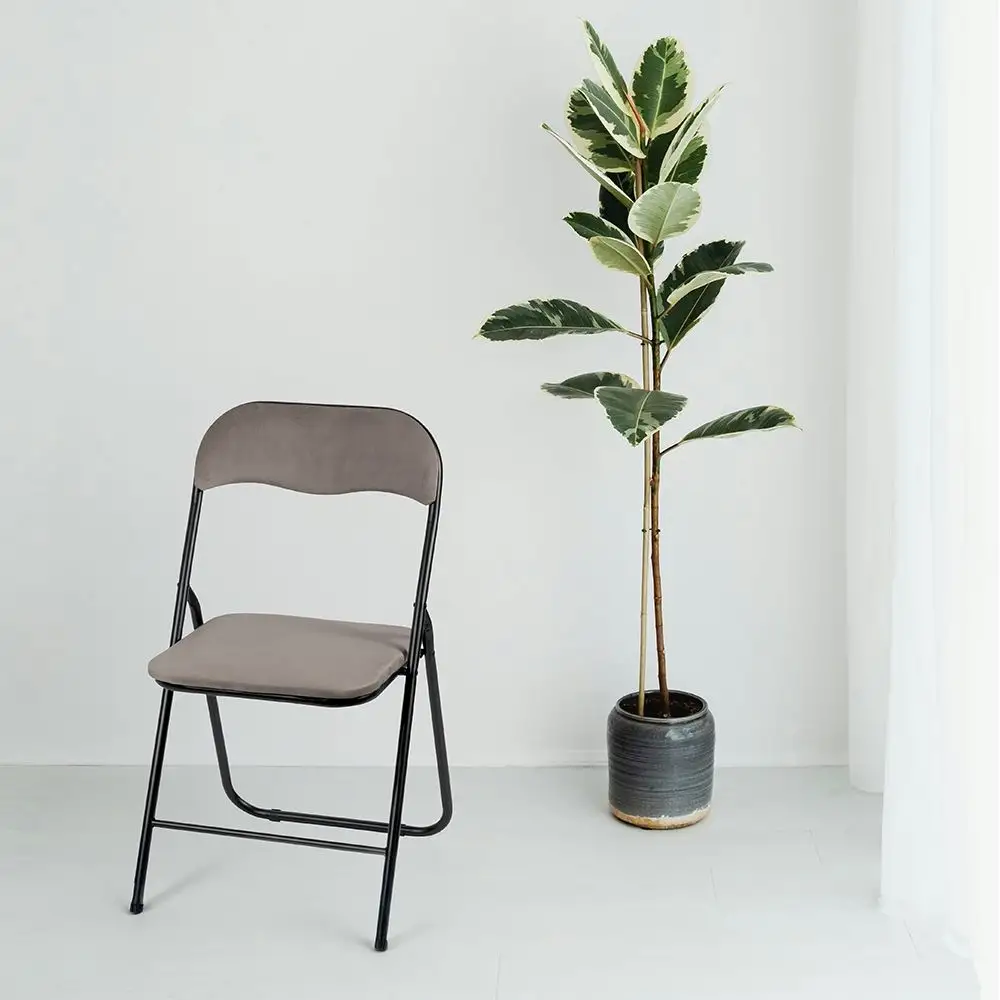 Galileo Πτυσσόμενη καρέκλα εξοικονόμησης χώρου με υφασμάτινη εμφάνιση βελούδου σε απόχρωση ταρταρούγας 435x44 εκ 5914217