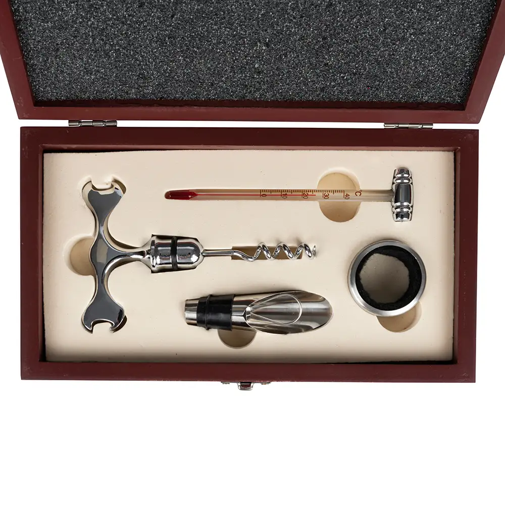 Galileo Σετ 4 αξεσουάρ κρασιού με ξύλινο κουτί Sibilla 2197492