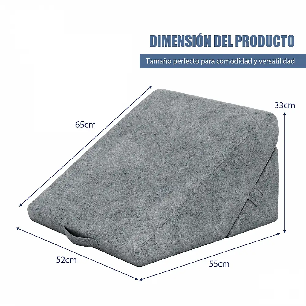 Costway Ρυθμιζόμενο μαξιλάρι σφήνας αφρού μνήμης Γκρι 58 x 50,5 x 36 εκ HU10733GR