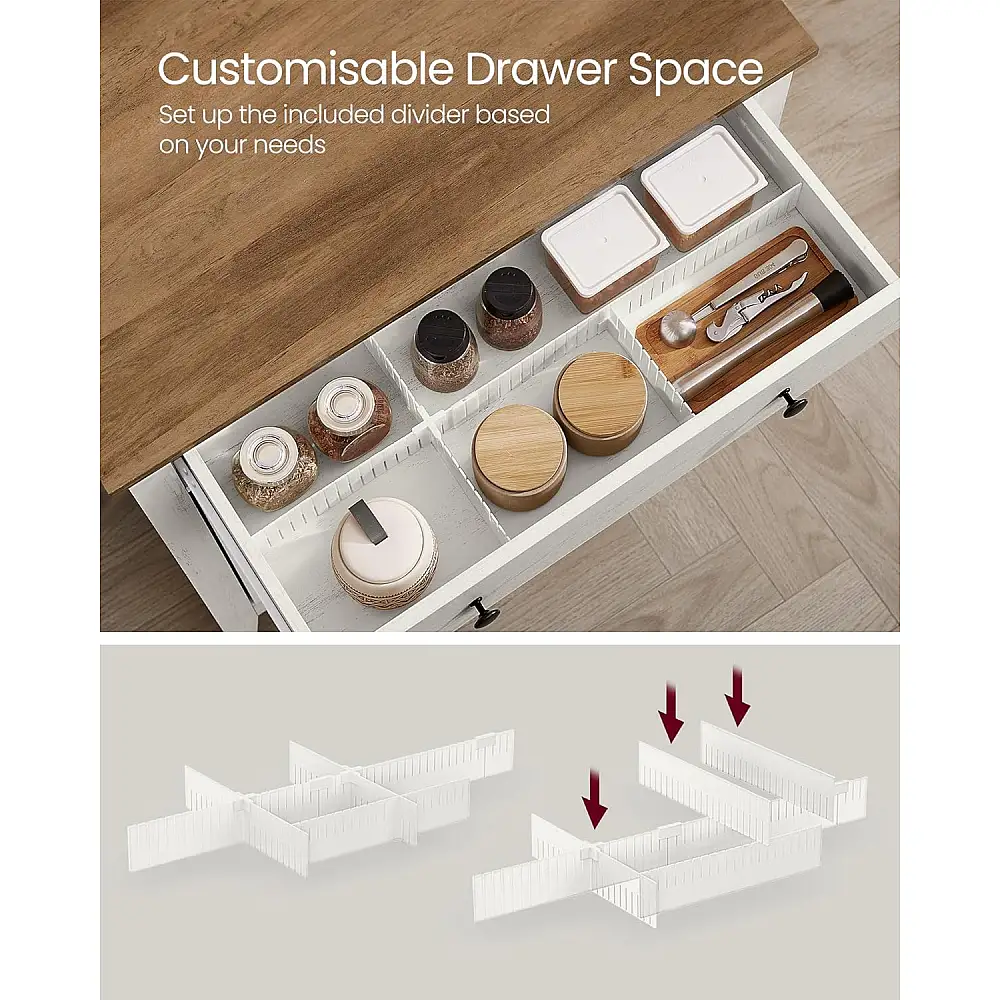 VASAGLE Ντουλάπι Εισόδου με Ρυθμιζόμενο Ράφι και Συρτάρι, 40 x 80 x 80 Ρουστίκ Λευκό και Καφέ BBK341W01