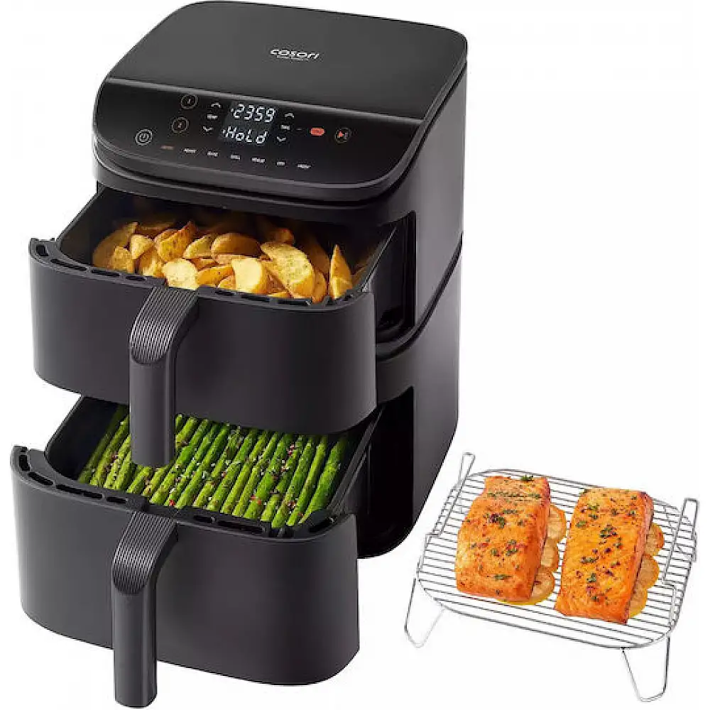 Cosori Air Fryer με Διπλό Αποσπώμενο Κάδο 10.8lt Μαύρο CAF-DC121-AEUR