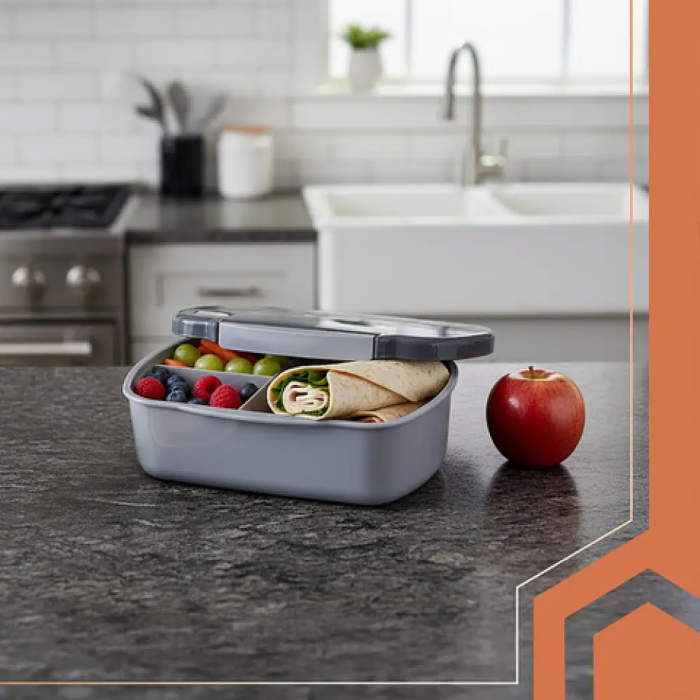 Ruhhy Φαγητοδοχείο 800ml με Χωρίσματα για Τρόφιμα και Σνακ, Ασφαλές για Μικροκύματα, Πλυντήριο Πιάτων και Κατάψυξη 26169