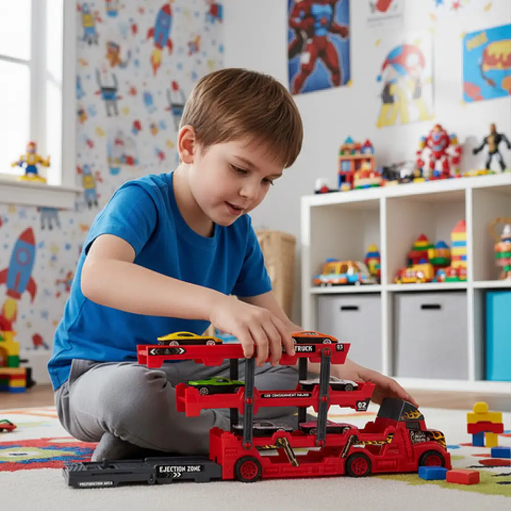 ISO TRADE Σετ Ρεαλιστικής Νταλίκας TIR με 6 Αυτοκίνητα 3 ετών και άνω 26303