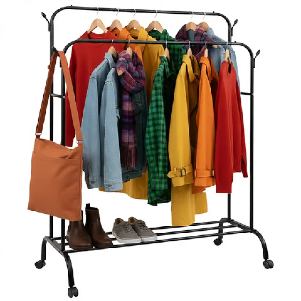 Ruhhy Τροχήλατη Κρεμάστρα Ρούχων με Διπλή Βέργα 27084