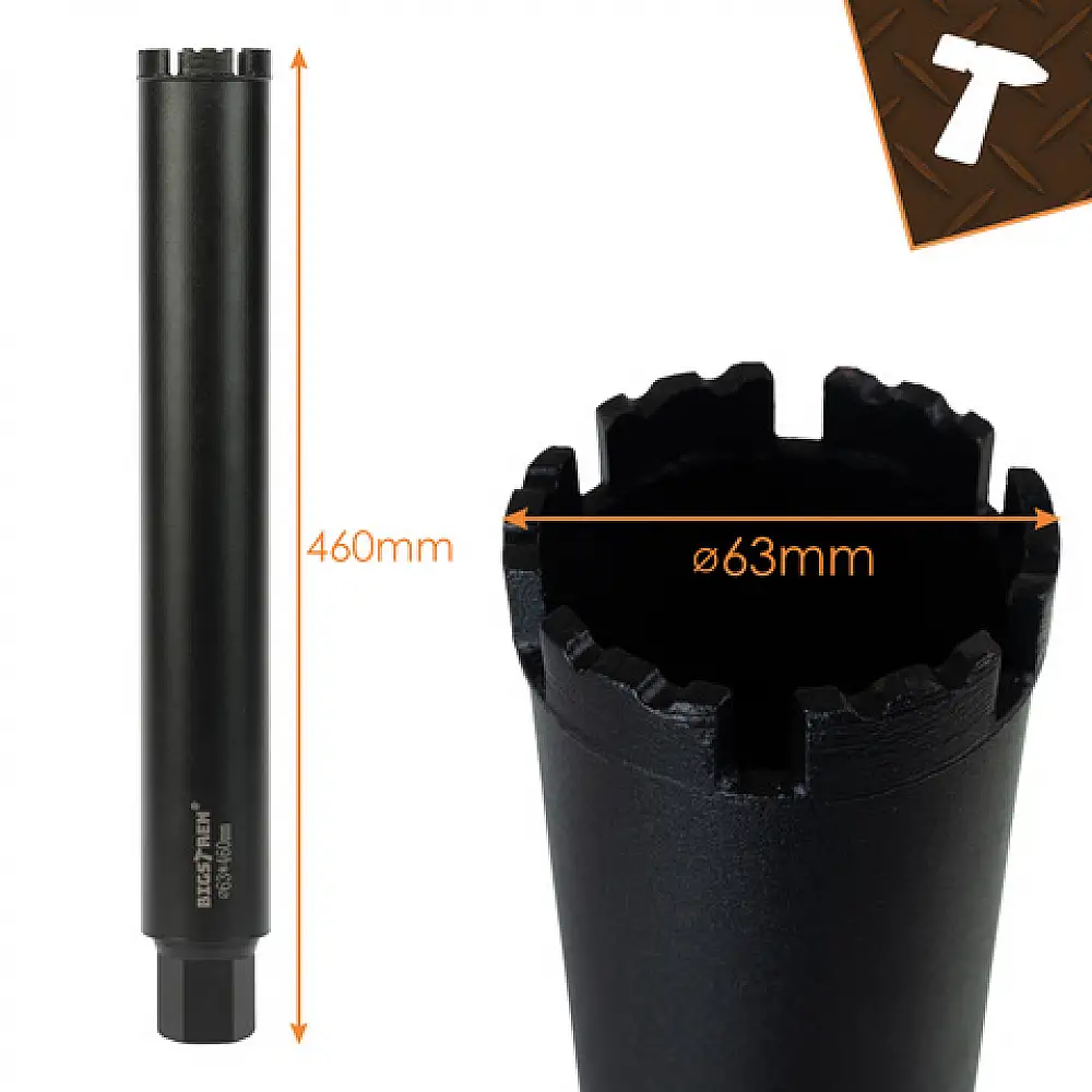 Bigstren Ποτηροτρύπανο 63x450 mm, Ιδανικό για Διάτρηση σε Σκυρόδεμα και Σκληρά Υλικά 27082