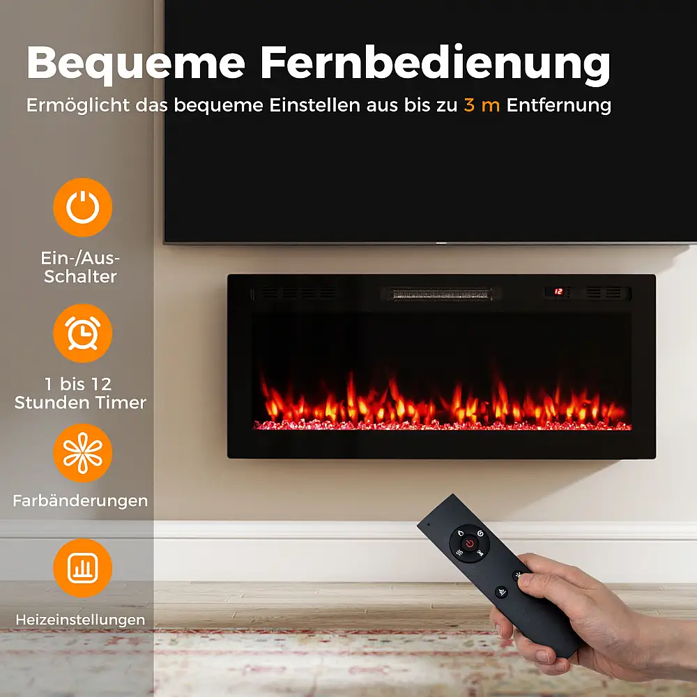 Costway 42'' Ηλεκτρικό Τζάκι 750W/1500W με APP Wi-Fi & Τηλεχειριστήριο για Εντοιχιζόμενη Τοποθέτηση σε Τοίχο FP11030DE-42
