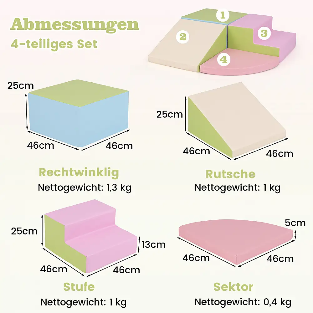 Costway Σετ Αναρρίχησης και Ερπύσεως από Μαλακό Αφρό για Βρέφη - Πράσινο Δημιουργικό Παιχνίδι για Μικρά Παιδιά FH10126LS