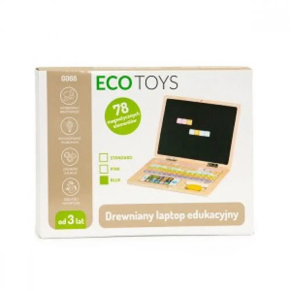 Ecotoys Εκπαιδευτικό Μαγνητικό Ξύλινο Λάπτοπ για Παιδιά G068-Blue