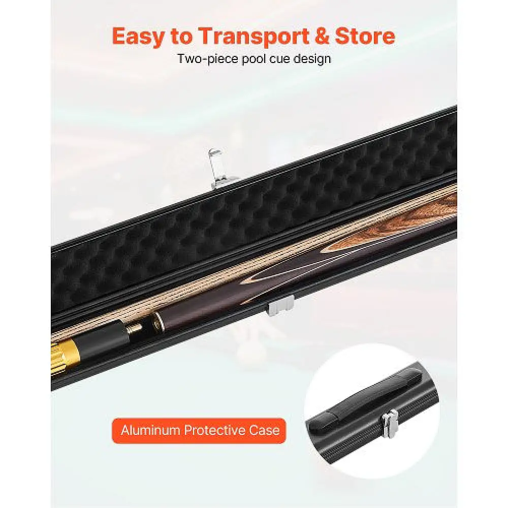 VEVOR Επαγγελματική Στέκα Σνούκερ 1447,8mm με Δερμάτινη Μύτη 9,5mm & Προέκταση, Περιλαμβάνει Αλουμινένια Θήκη SNKGSNKGBLM5E09I0001V0