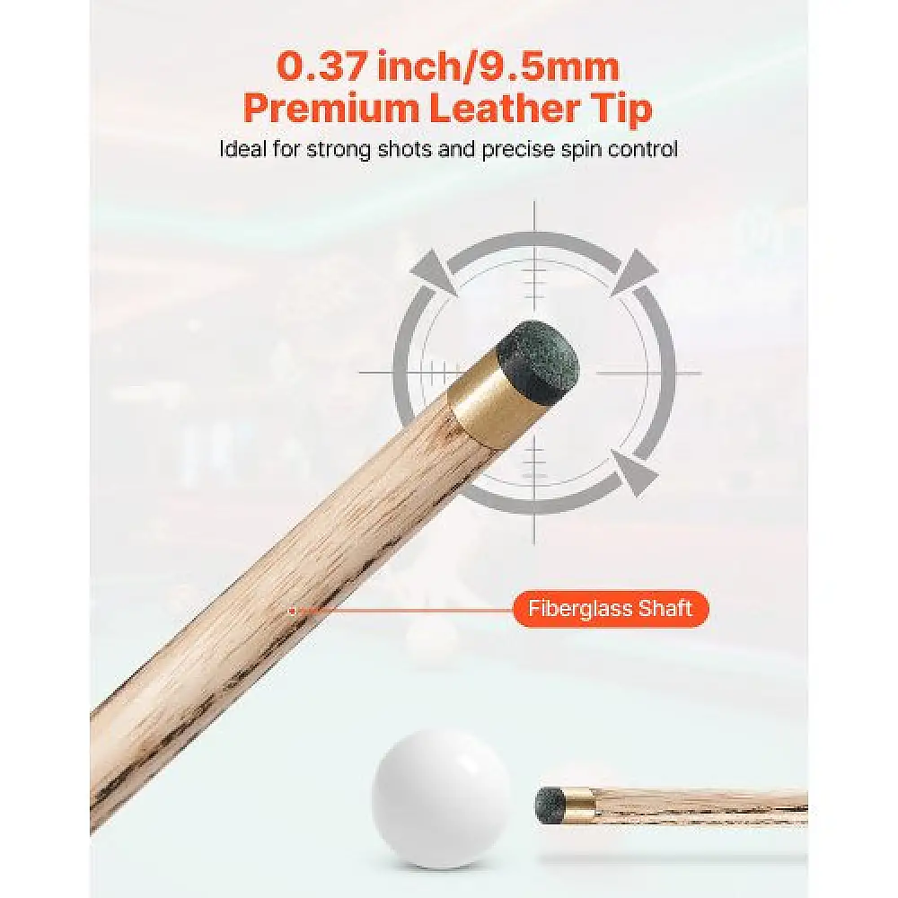 VEVOR Επαγγελματική Στέκα Σνούκερ 1447,8mm με Δερμάτινη Μύτη 9,5mm & Προέκταση, Περιλαμβάνει Αλουμινένια Θήκη SNKGSNKGBLM5E09I0001V0