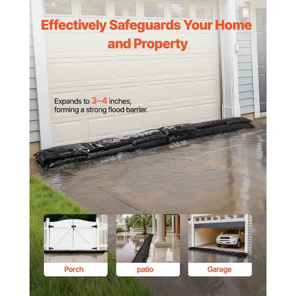 VEVOR Σακιά Πλημμύρας, Σετ 10 Τεμαχίων, Επαναχρησιμοποιούμενα, Απορροφητικά Εμπόδια Νερού FHPZTSJHFHT1MW0WV001V0