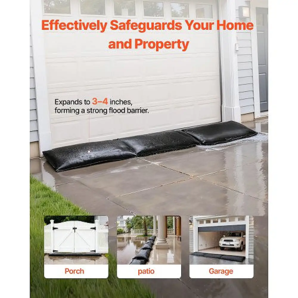 VEVOR Σάκοι Πλημμύρας 10 τεμ. 430 x 830 mm, Επαναχρησιμοποιούμενοι Απορροφητικοί Σάκοι Νερού χωρίς Άμμο για Πρόληψη Πλημμυρών FHPZTSJHFHT838R7K001V0