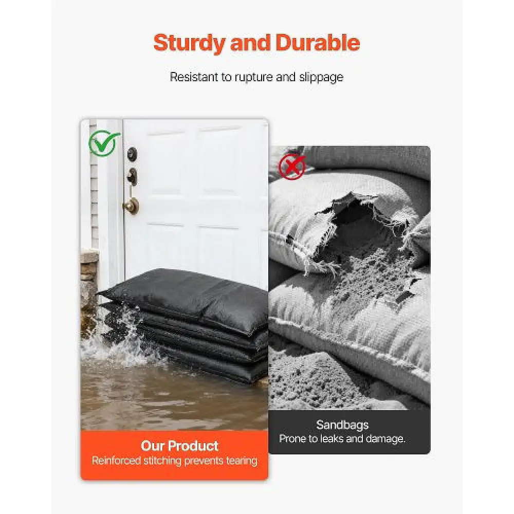 VEVOR Σετ 6 Υδατοενεργοποιούμενες Σακούλες Πλημμύρας, 830 x 430 mm, Επαναχρησιμοποιούμενες, Χωρίς Άμμο, για Προστασία σε Πόρτες, Υπόγεια, Γκαράζ FHPZ6PCS8040ISHWO002V0