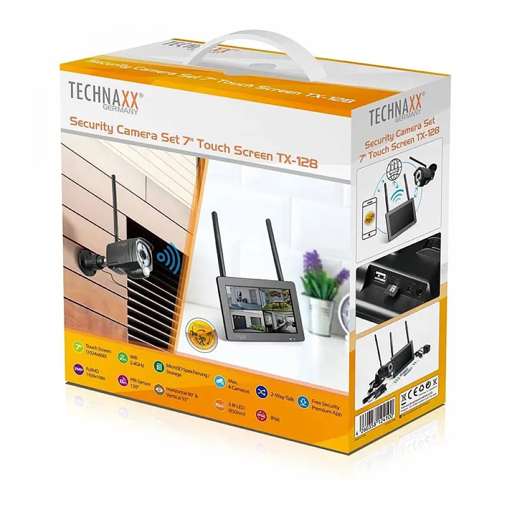 Σετ Κάμερα Παρακολούθησης με Οθόνη Αφής 7 Technaxx TX-128 Σετ Κάμερα Παρακολούθησης με Οθόνη Αφής 7 Technaxx TX-128