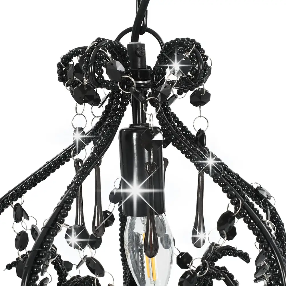 vidaXL Μαύρο Στρογγυλό Φωτιστικό Οροφής με Χάντρες E14 281594